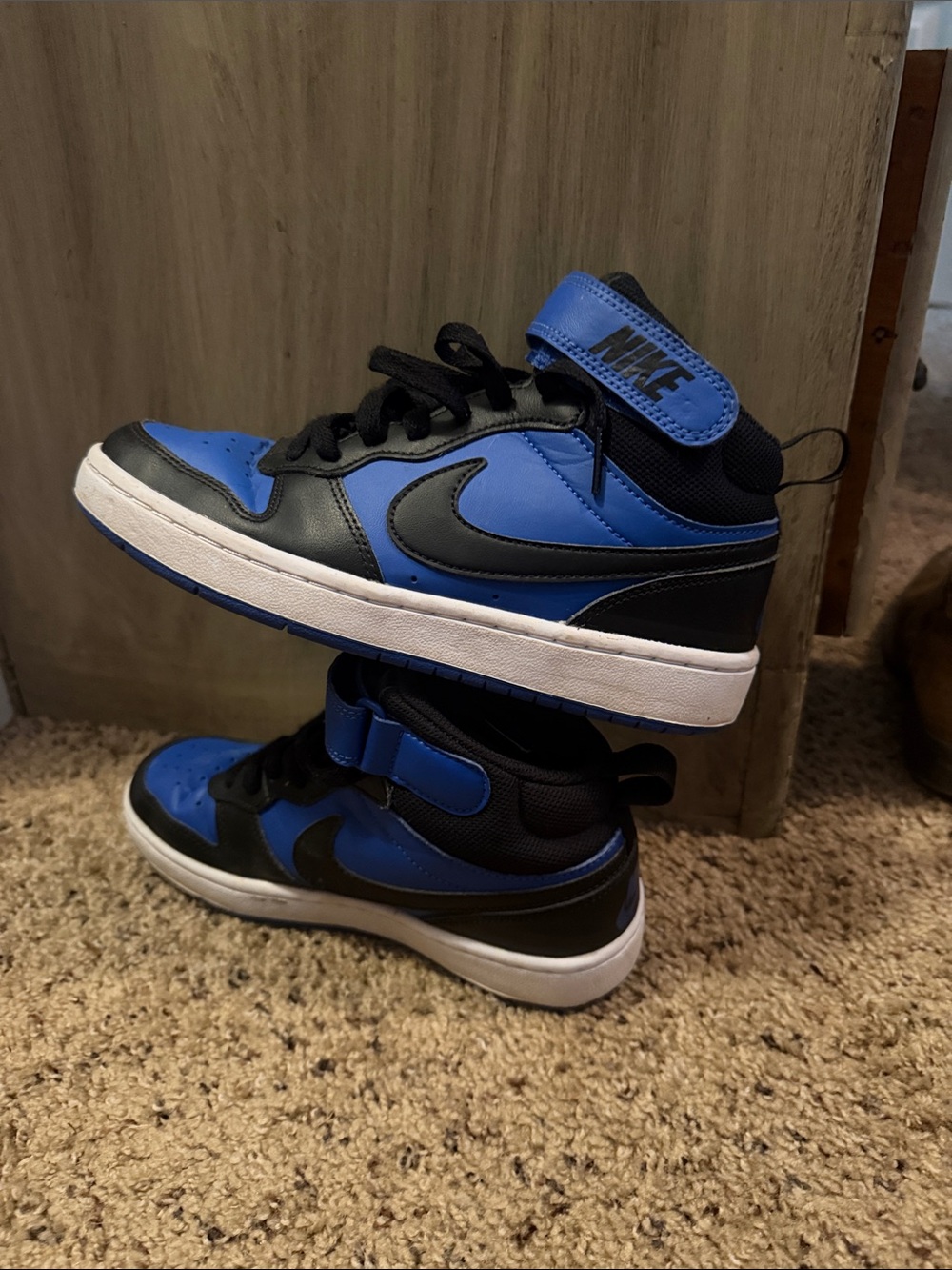 Nike Kids' Royal Blue and Black High-Top Sneakers
